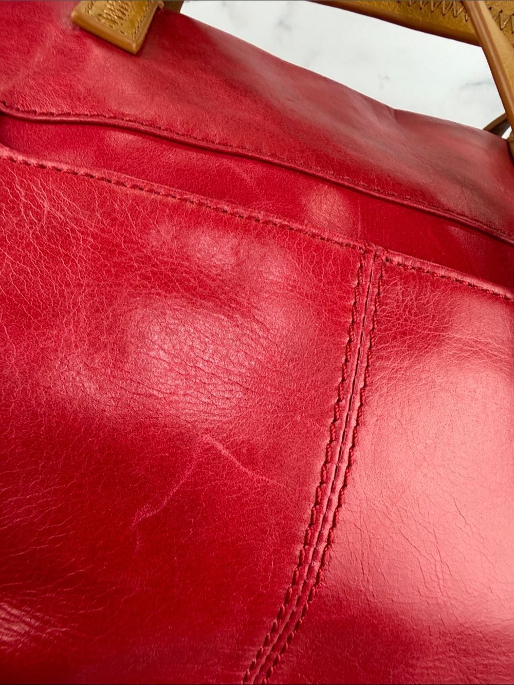 HOBO Hot Pink Leather Tote with Tan Straps - Picture 8 of 12